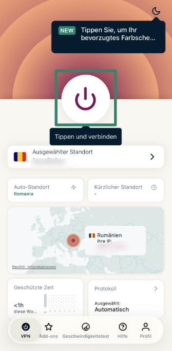Connecting to ExpressVPN on iOS.