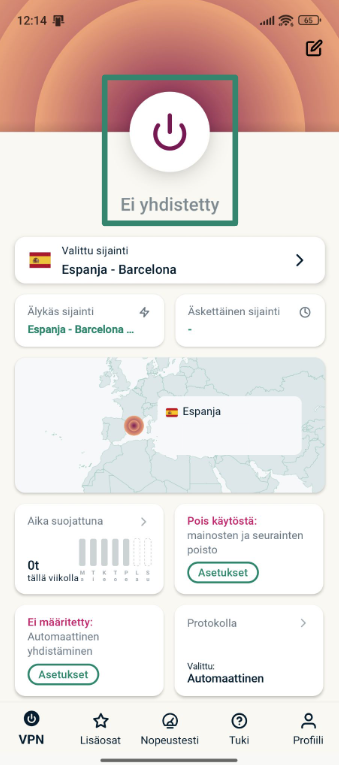 Connecting to ExpressVPN on Android.