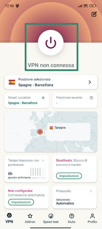 Connecting to ExpressVPN on Android.