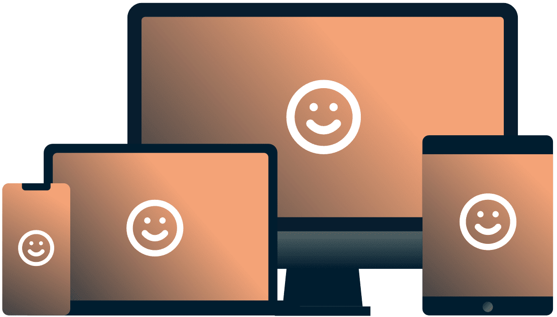 웃는 얼굴이 달린 다양한 장치.