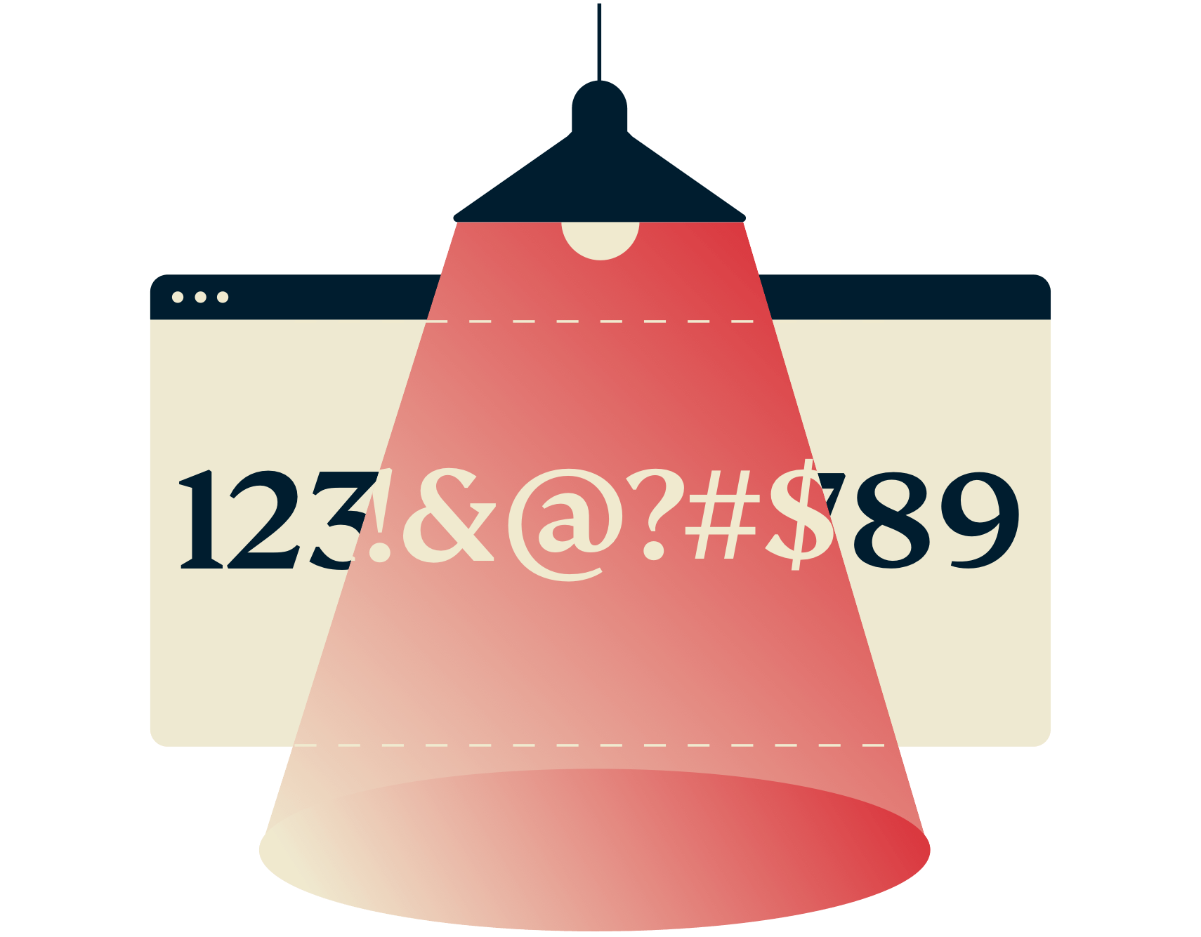 Lampe, der viser krypteret tekst.