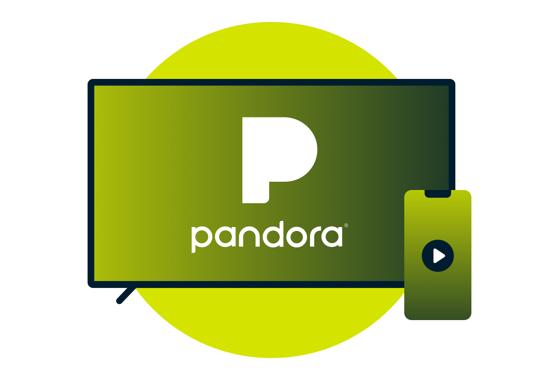 Pandora logolu televizyon ekranı.