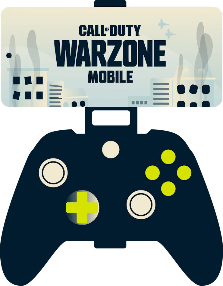 Un juego para smartphone con Call of Duty: Warzone Mobile y un control.