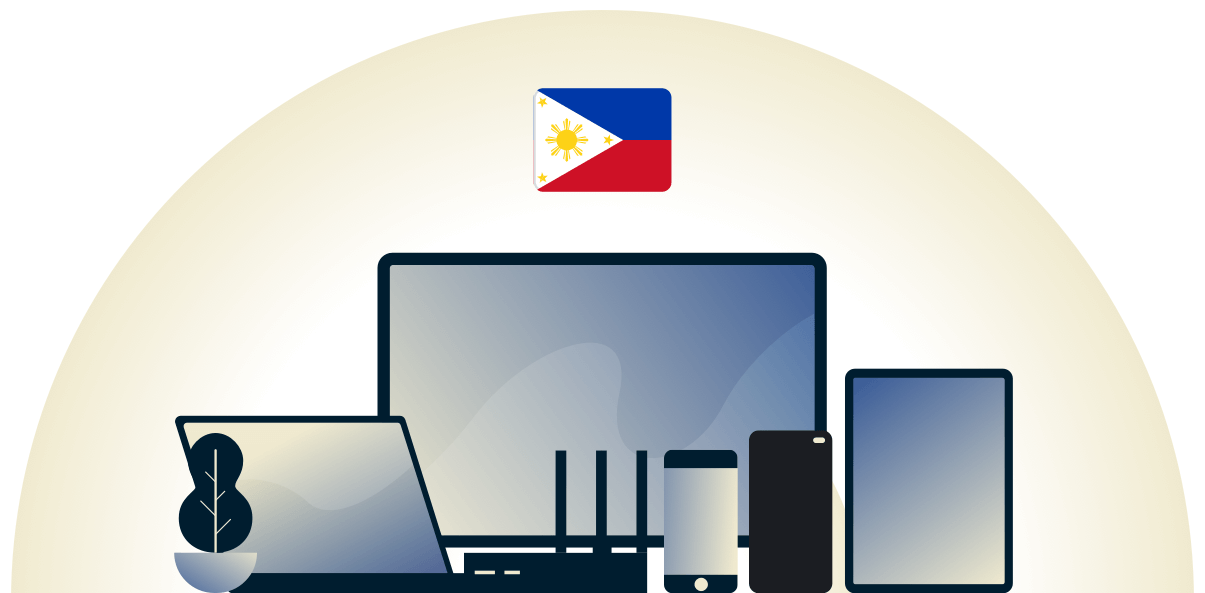 VPN de las Filipinas protegiendo una variedad de dispositivos.