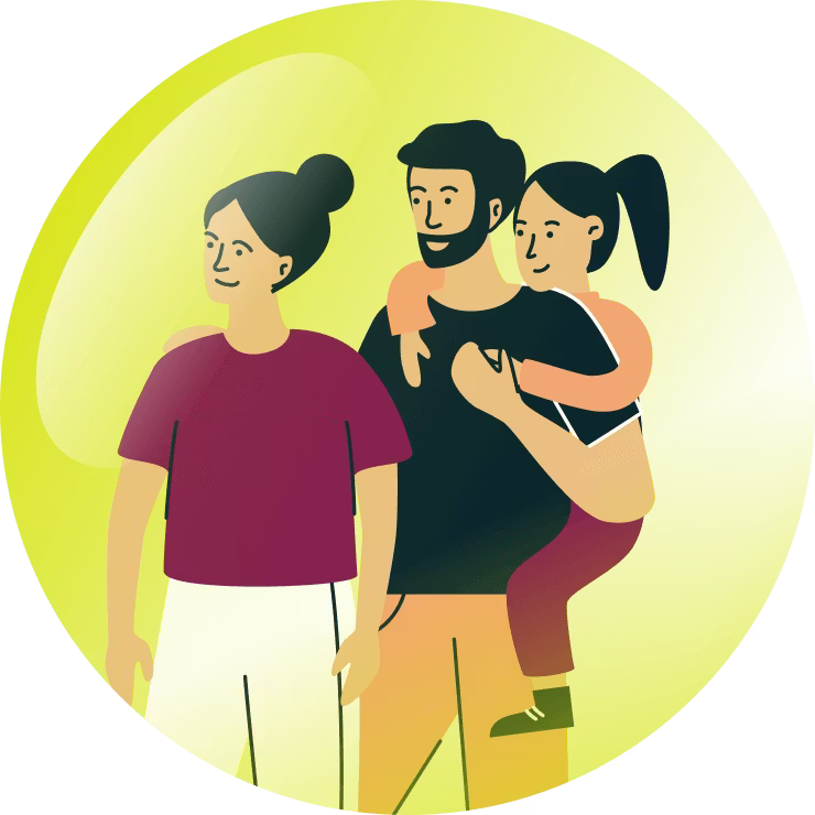 Famiglia protetta in una bolla