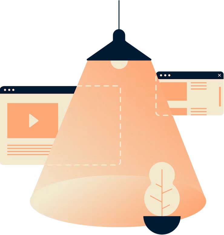 Lampada che brilla sulle finestre del browser per renderle private.